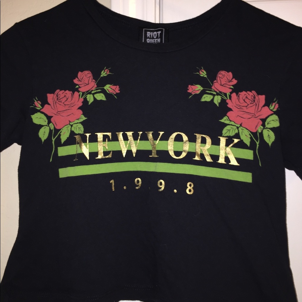 Black Crop Top with Graphic Design